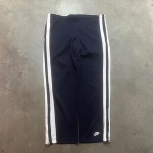 Y2K Nike men's blue white stripe baggy open leg track pants silver tag xl